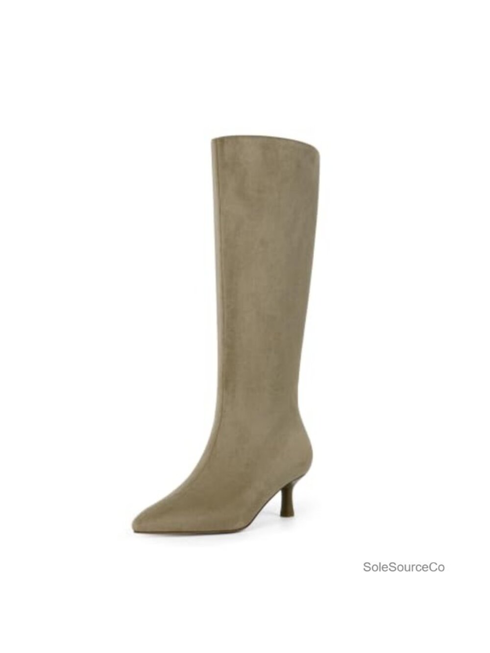 Knee High Boots Womens Side Zipper Kitten Heels Pointed Toe Faux Suede